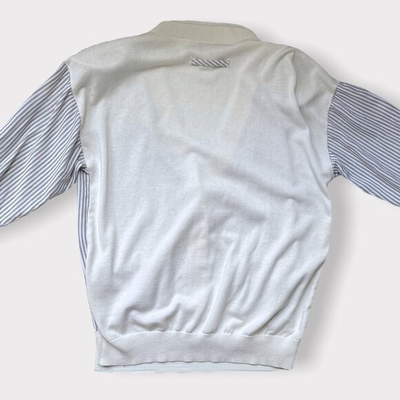 Vintage Blue & White Pinstripe Cardigan Sweater - Picture 2 of 9